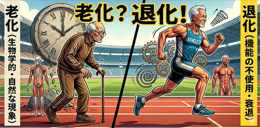 老化と退化の対比