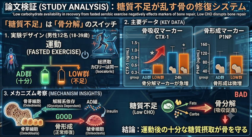 糖質不足が乱す骨の修復システムのイラスト図