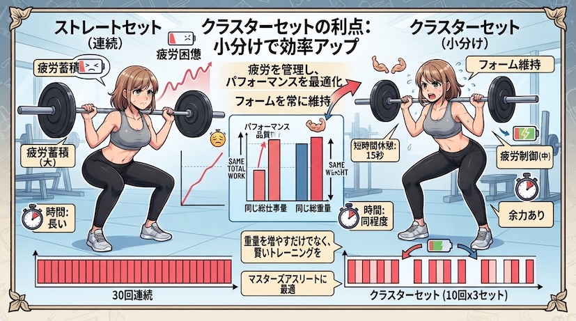 クラスターセットとストレートセットの比較図