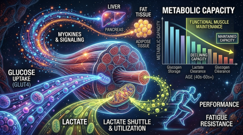 Schematic illustration of metabolism within skeletal muscle